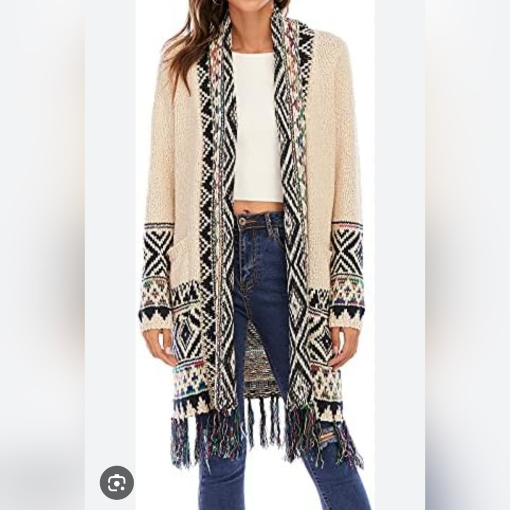 Women's Boho Patterned Cardigan Sweater
